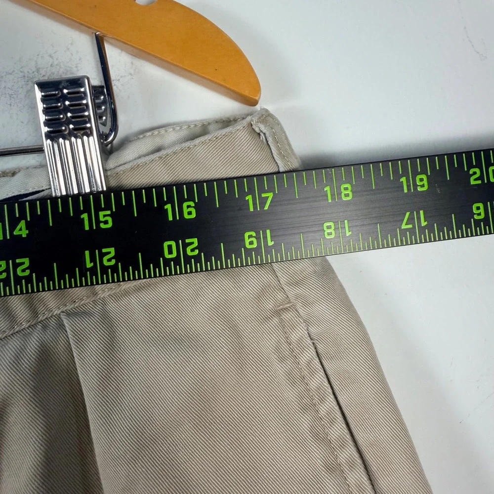 Vintage Polo Ralph Lauren Chino Shorts Mens 36 Tan Pleated Cotton Khaki 8 Inseam